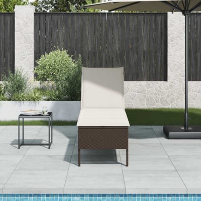 vidaXL - Ligstoel - met - kussen - bruin - 55x200x44cm - polyrotan