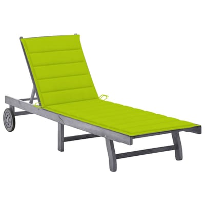 vidaXL - Ligbed - met - kussen - massief - acaciahout - grijs