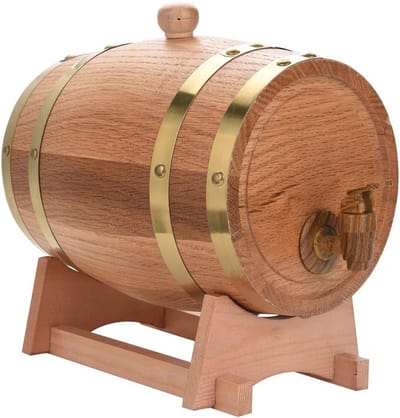 Houten wijnvat dispenser van eikenhout, 3 liter capaciteit, ideaal voor whiskey, bourbon en tequila, perfect voor feesten
