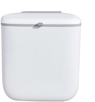 Prullenbak Keuken - Afvalbak Opvouwbaar - Ruimte Besparen - Geurcontrole Deksel - 10 Liter - Wit