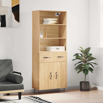 vidaXL - Hoge - kast - 69,5x34x180 - cm - bewerkt - hout - sonoma - eikenkleurig
