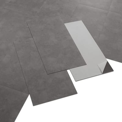 Zelfklevende Vinyl Tegels Betoneffect Donkergrijs - PVC Vloerbedekking voor Binnen - 2,23 m²