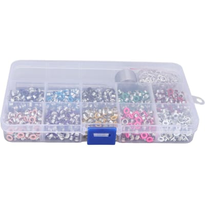 1000 stuks Oogjes Gereedschapskit IJzer Kunststof Materiaal DIY Maken 3 mm 0,1 inch 10 Kleuren Verchroomde Oogjes Set voor Knutselen Schoenen white