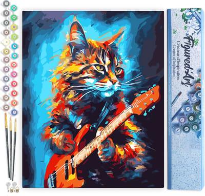 Figured'Art Schilderen op Nummer Volwassenen canvas Rocker Kat Abstract- Handwerk acrylverf Kit DIY Compleet - 40x50cm zonder frame