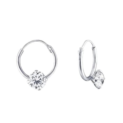 Aramat Jewels | Oorringen | Zilveren Kinder Oorringen Ronde Zirkonia – 12mm 925 Zilver 5mm Steen | | | |12mm | Zilver | Kinderen, Volwassenen | Verkleurd niet