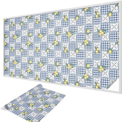 Wallfluent Glas in Lood Raamfolie - Citroenpatroon Raamfolie Glas in Lood - 200x116 cm - Blauw Zelfklevende Raamfolie Glas in Lood - Melkglas Folie met Glas in Lood Effect - Voor de woonkamer, voor het kantoor, voor de hal