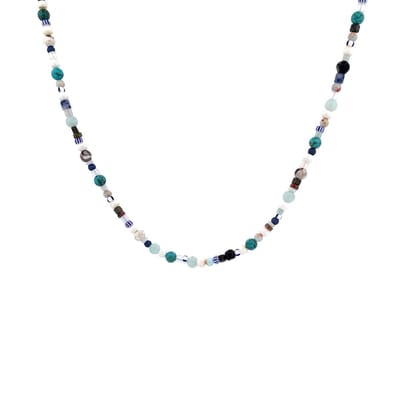 IbizaMen - heren - ketting - wit - blauw - 4-6mm - 50cm