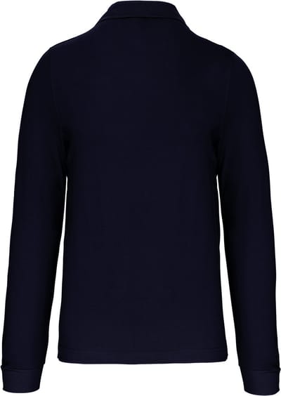 Herenpoloshirt met knopen en lange mouwen Donkerblauw - S