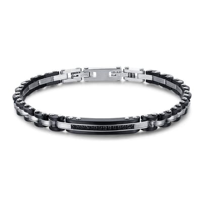 Twice As Nice Armband in edelstaal, zwart en staal Zilverkleurig 21cm