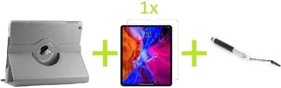 Geschikt Voor: iPad Mini 1 / 2 / 3 Multi Stand Case - 360 Draaibaar Tablet hoesje - Tablethoes Grijs + 1x Screenprotector + Stylus