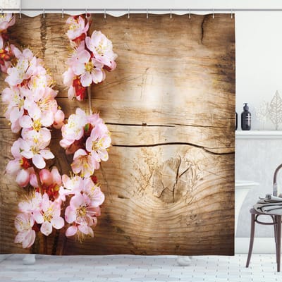 New Bed, Bloemen Boomgaard met lentebloesem Douchegordijn Badkamer Decor Set met Haakjes, 180 cm B 200 cm L