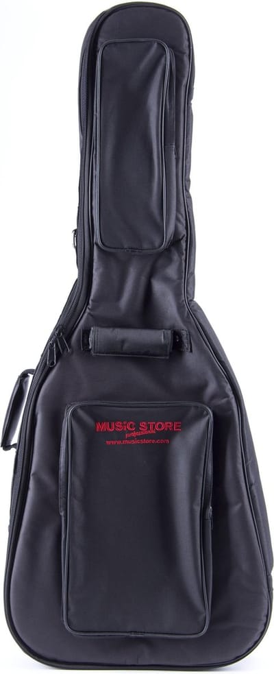 MUSIC STORE "Super Deluxe" Gigbag Western zwart/rood Logo - Tas voor akoestische gitaren