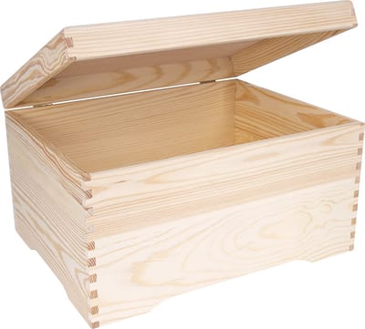 Creative Deco XXL Grote Houten Kist | 40 x 30,5 x 24 cm | Houdend, Hout, Gewoon, Onbeschilderd, Cadeau | met Deksel