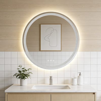 KUTAS® Badkamerspiegel met Verlichting - Ronde Badkamer Spiegel 50ø cm - Verwarming - Badkamerspiegel met Anti-Condens - Wandspiegel - Dimbaar - 3000K/4500K/6500K