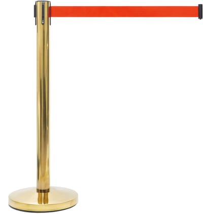 GJ Floors - Afzetpaal met trekband | Messing - Sinaasappel Oranje - Hoogte: 92 cm - Lengte: 200 cm - Steel diameter: 5,1 cm