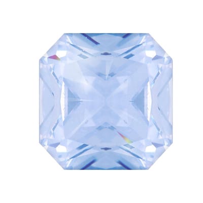 Quiges - Eligo Verwisselbaar Glas geslepen 10 mm Vierkant Zirkonia Blauwe Gloed voor Zilveren Ring - 10 mm - ER10S013