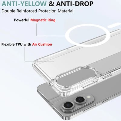 Hoesje Geschikt voor Samsung Galaxy S25 Edge - Compatibel met MagSafe / Qi2 - Hard Back Cover met Magneet - Transparant