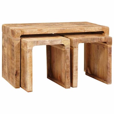 vidaXL - Nesttafel - 3 - st - Bruin - 82 - x - 40 - x - 46 - cm - Massief - Mango - Hout