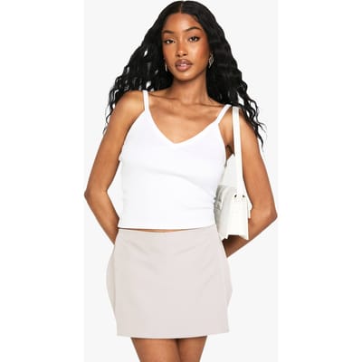 boohoo Dames Basic Geweven Mini-Skort | Steen | Maat: 42