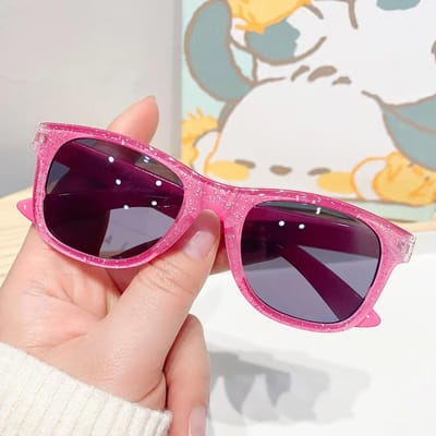 Trendy Coole Zonnebrillen voor Kinderen Kleurrijke Glanzende Vierkante Brillen Meisjes Modieuze Zonnebrillen Leuke Accessoires pink
