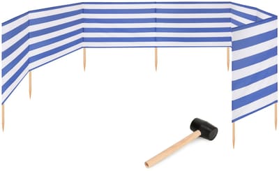 Garronda 10m Strand Windscherm Met Stokken - Windscherm Strand – Windscherm – Rubberen hamer – Strepen – GD-EX-Wb-10m