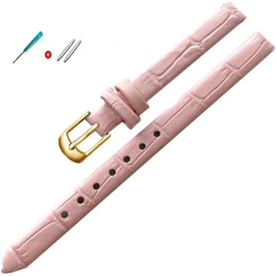 8mm 10mm Dames Meisjes Slanke Lederen Band Kwaliteit Horloge Accessoires Riem Slub Horlogeband Rose Gouden Pin Gesp 14mm gray