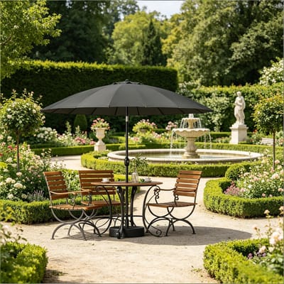 STILVORA Tuinparasol Met Verstelbare Kanteling 273 X 261 Cm Polyester Donkergrijs Voor Terras Balkon En Zwembad Met Slinger