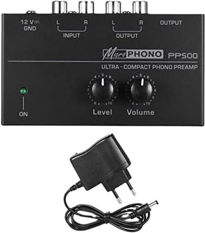 Phono Voorversterker - Platenspeler Versterker - Muziek Luisteren - Ultra Compact Metaal - 10.3 x 5.7 x 3 cm - Zwart