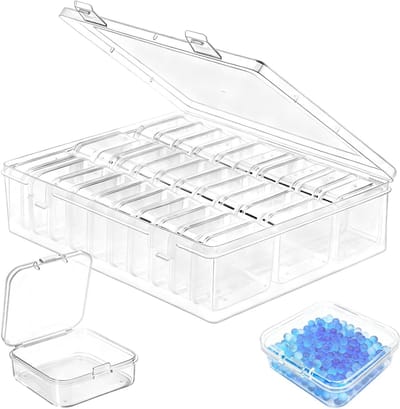 Mini Plastic Opbergdozen - 30 Stuks Kleine Dozen met Deksel voor Sieraden, Schroeven en Oordopjes (5,5 x 5,5 x 2 cm)