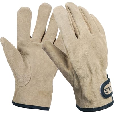 Kampeerhandschoenen Handschoenen van runderhuid, hitte-/vuurbestendige wanten, warme handschoenen voor buiten voor de BBQ-oven kaki