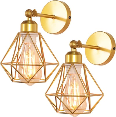2 Stuks Wandlamp Industrieel Verstelbaar Vintage Wandverlichting voor Woonkamer Slaapkamer Gang Goud