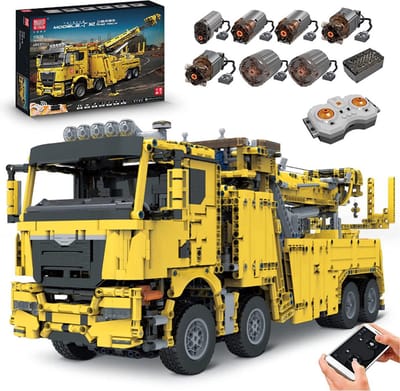 DW4Trading Bergingstruck Vrachtwagen Draadloos Bestuurbaar met 7 Motoren - 4883 Stuks - Compatibel met Grote Merken
