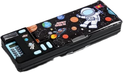 Pennenetui met rekenmachine - Schrijfwaren organizer - Schoolspullen opbergen - Magische lade - 26x9.5x3.5cm - Multi