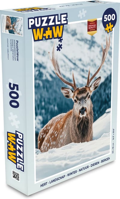Puzzel Hert - Landschap - Winter - Natuur - Dieren - Bergen - Legpuzzel - Puzzel 500 stukjes