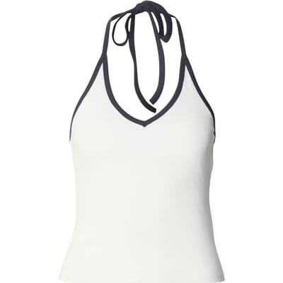 Urban Classics - Contrast Piping Neckholder Mouwloze top - XS - Gebroken wit