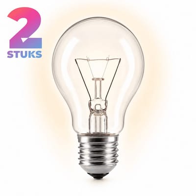 2x Peertje Gloeilamp E27 - 100W - Warm Wit Licht (2700K) - 1100 lm - 1 jaar - Dimbaar