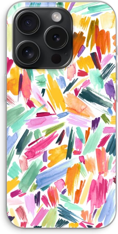 Case Company® - Hoesje geschikt voor iPhone 15 Pro hoesje - Watercolor Brushstrokes - Soft Cover Telefoonhoesje - Bescherming aan alle Kanten en Schermrand