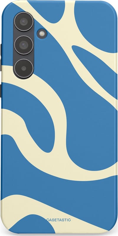 Casetastic hoesje geschikt voor Samsung Galaxy A55 - Dubbellaagse bescherming - Lichtblauwe water vlekken - Fashion Case - Lavendel Crème Lichtblauw
