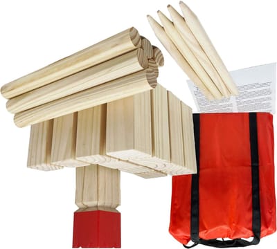 Lexium Kubb - Zweeds werpspel voor buiten - Houten buitenspel voor gezin en vrienden - Tuinspel voor jong en oud - Werpspel voor camping, strand en park - Complete set met koningsstuk en stokken - Educatief en sportief spel - Ideaal voor feestjes, ba