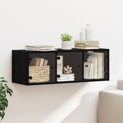 vidaXL Wandkast 102 x 37 x 35 cm Bewerkt hout Zwart Eiken