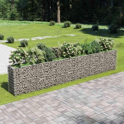 Schanskorven staal - Stenen mand - Tuin afbakenen - Verzinkt weerbestendig - 540 x 50 x 100 cm - Zilver