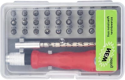 Schroevendraaierset - Precisiegereedschap - Fijnmechanica Reparatie - 32 Precisie Bits - Compact Ontwerp - Grijs