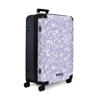 NoBoringSuitcases.com® - Koffer groot - Reiskoffer lichtgewicht - Licht paars met bloemen patroon - Rolkoffer met 4 wielen - Grote trolley XL - 98 liter bagage