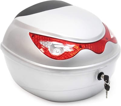 Zilverkleurige 22L Top Case voor Scooter, Motor en Quad - Helmkoffer voor Veilig Transport