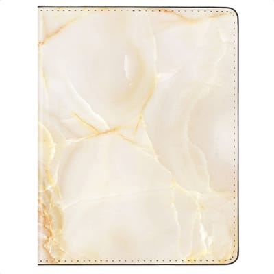 Selencia Paspoorthoes - Kunstleren cover voor je paspoort - Golden Beige Marble