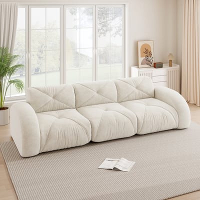 MODENUIT Modulaire Bank 3-Zits - Frameloos Ontwerp met Antislip Basis - Voor Woonkamer en Lounge - Chenille Wit