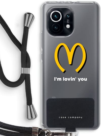 Case Company® - Hoesje met koord geschikt voor Xiaomi Mi 11 hoesje met Koord - I'm lovin' you - Telefoonhoesje met Zwart Koord - Bescherming aan alle Kanten en Over de Schermrand