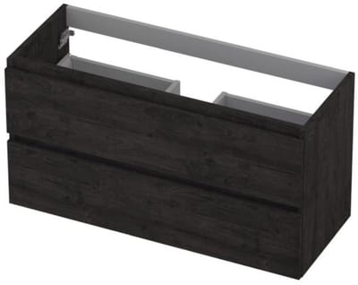 INK - Onderkast 2 Laden Greeploos met Houten Keerlijst - 1000x400x520 Mm - Houtskool Eiken