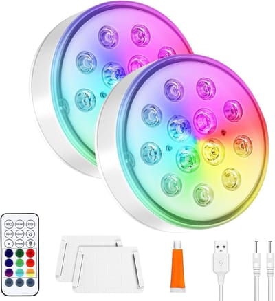Oplaadbare LED Lampen met Afstandsbediening, Waterproof IP68, 16 Kleuren voor Tuin, Aquarium en Zwembad Decoratie