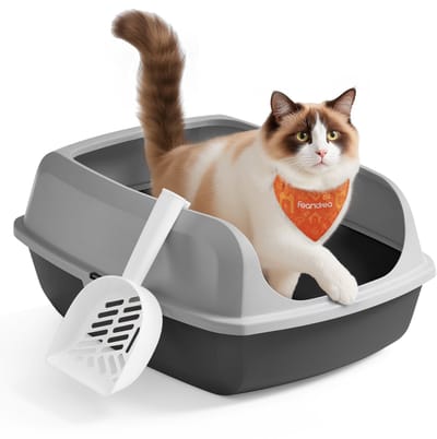 Feandrea - Kattenbak - Met Hoge Zijkanten - Open Ontwerp - Inclusief Schepje